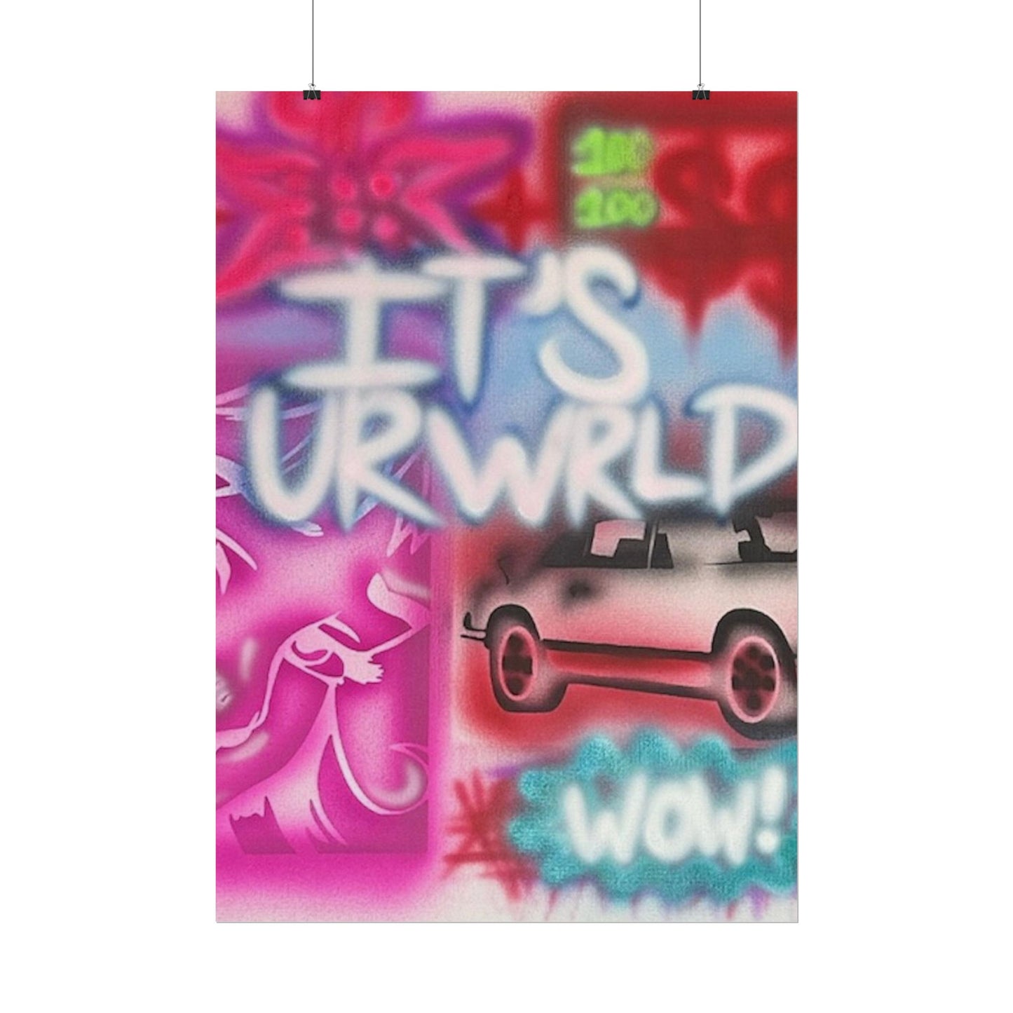 "it's ur WRLD" airbrush rolled print
