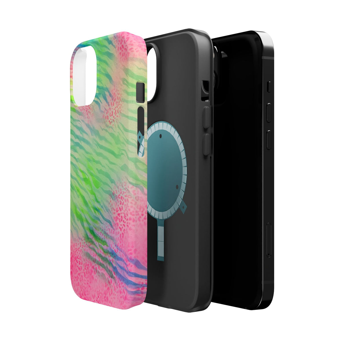 MagSafe "teal cheetah" airbrush iPhone case