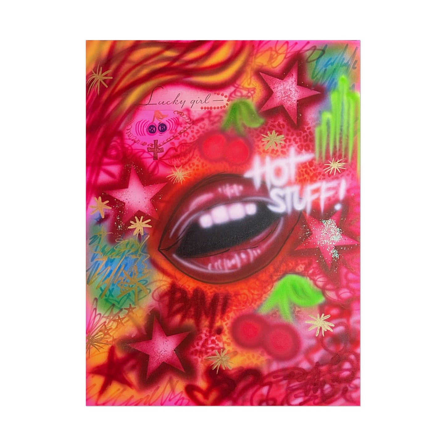 "hot stuff" airbrush rolled print