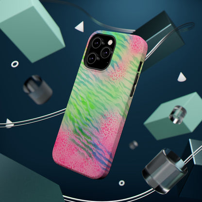 MagSafe "teal cheetah" airbrush iPhone case