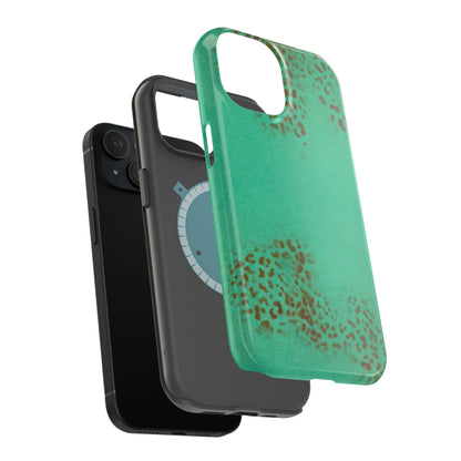 MagSafe "teal cheetah" airbrush iPhone case