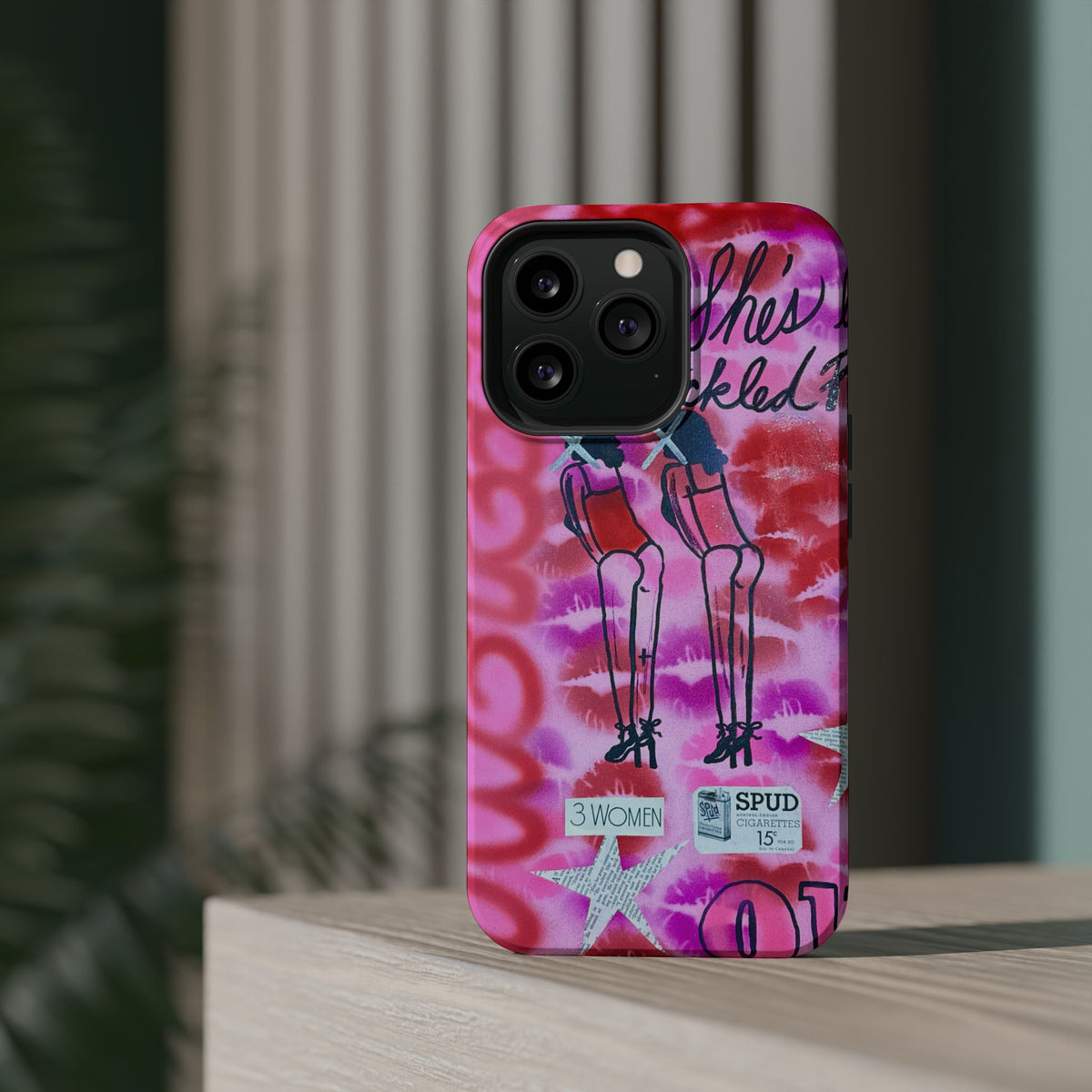 MagSafe "tickled pink" airbrush iPhone case