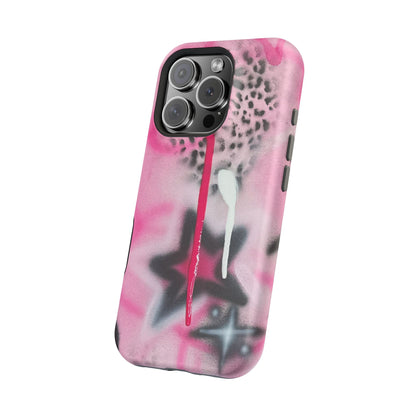 MagSafe "pink cheetah" airbrush iPhone case