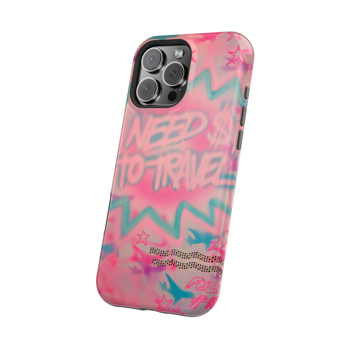 MagSafe "need $$ to travel" airbrush iPhone case