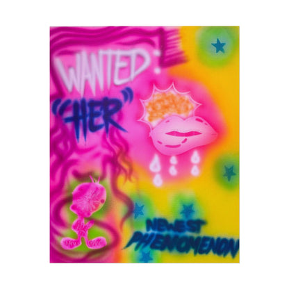 "wanted" airbrush rolled print