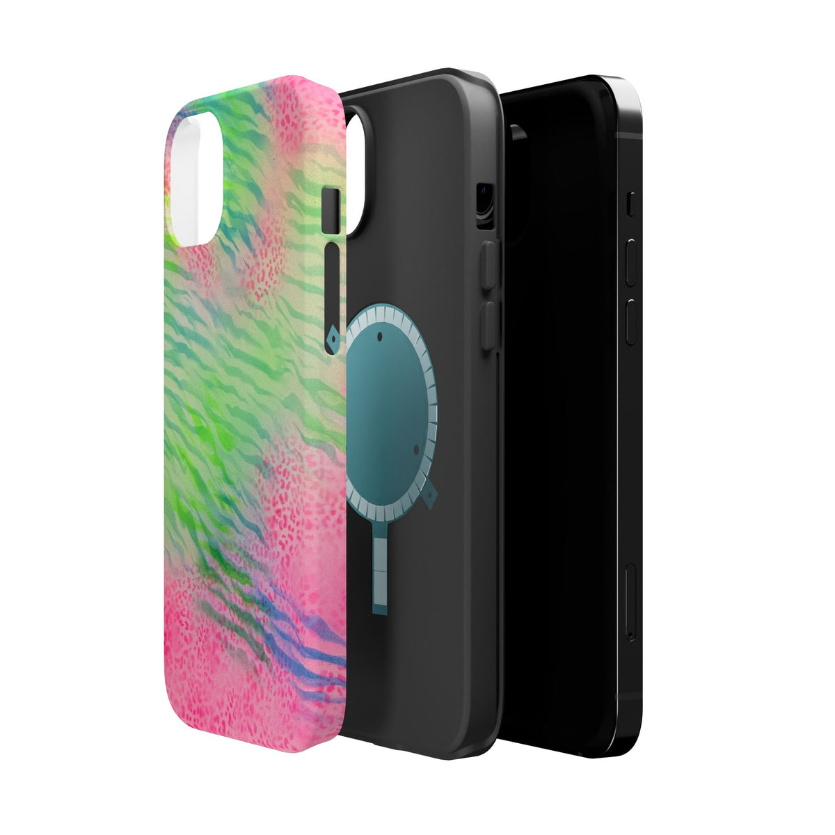 MagSafe "teal cheetah" airbrush iPhone case