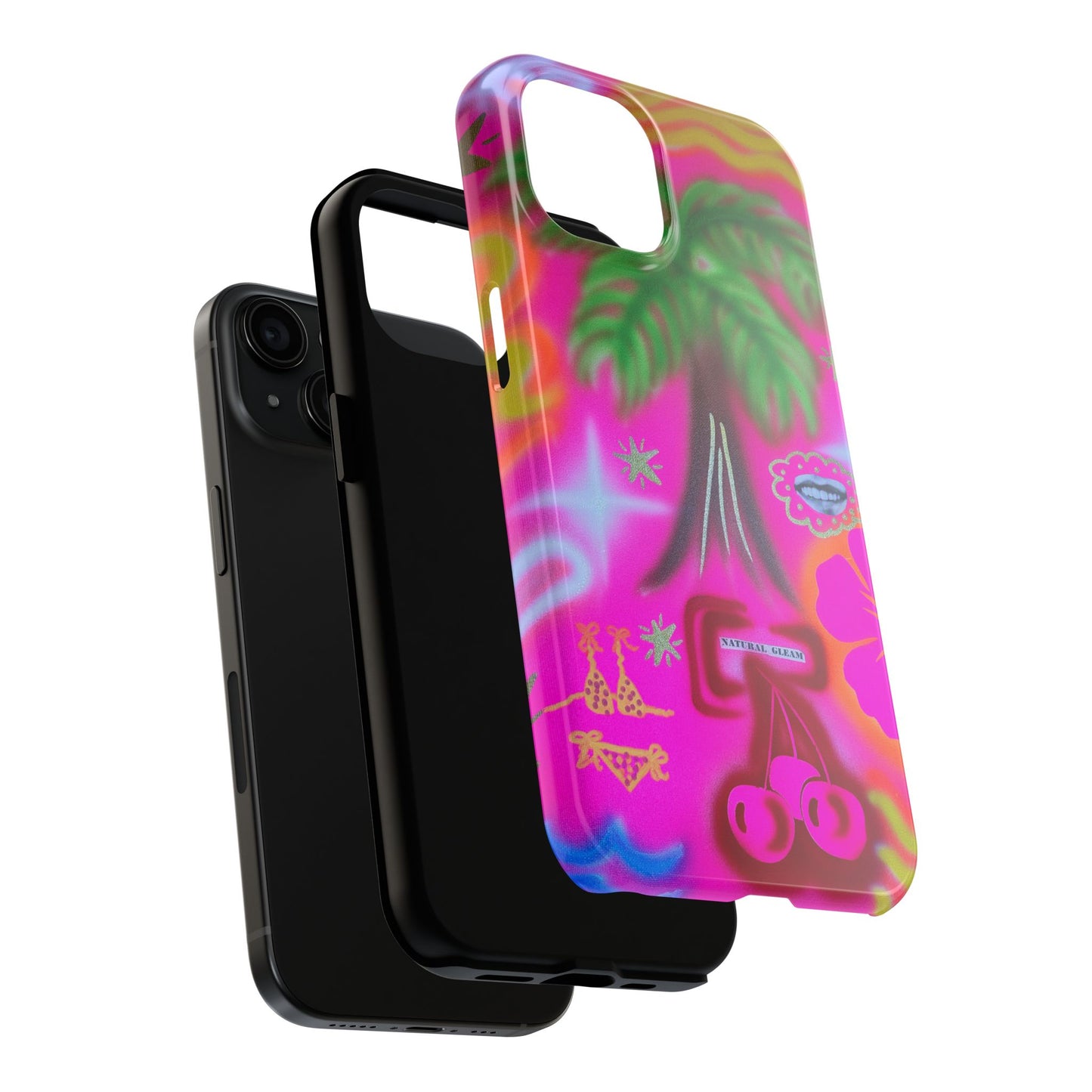 "neon pink palms" airbrush iPhone case