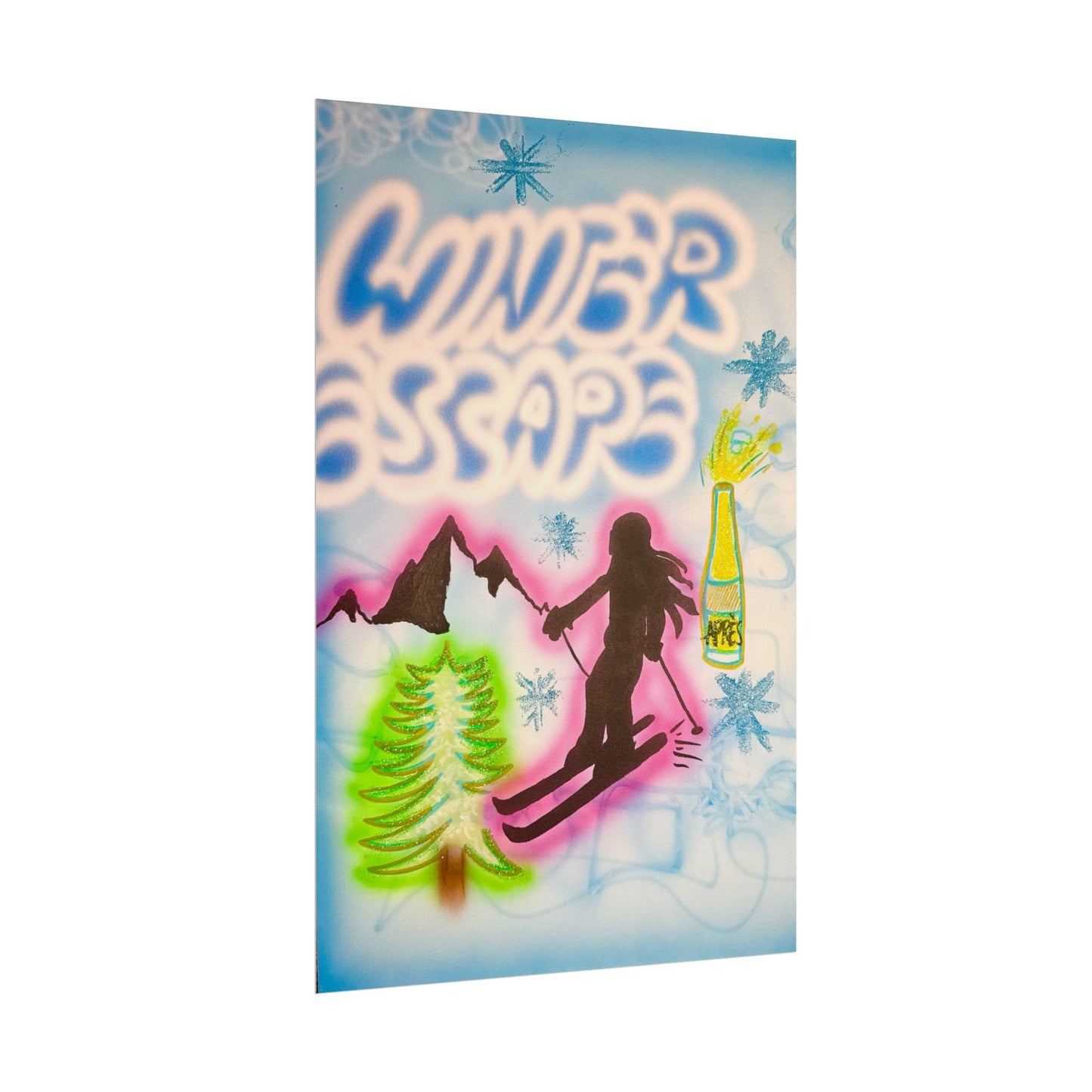 "winter escape" airbrush rolled print