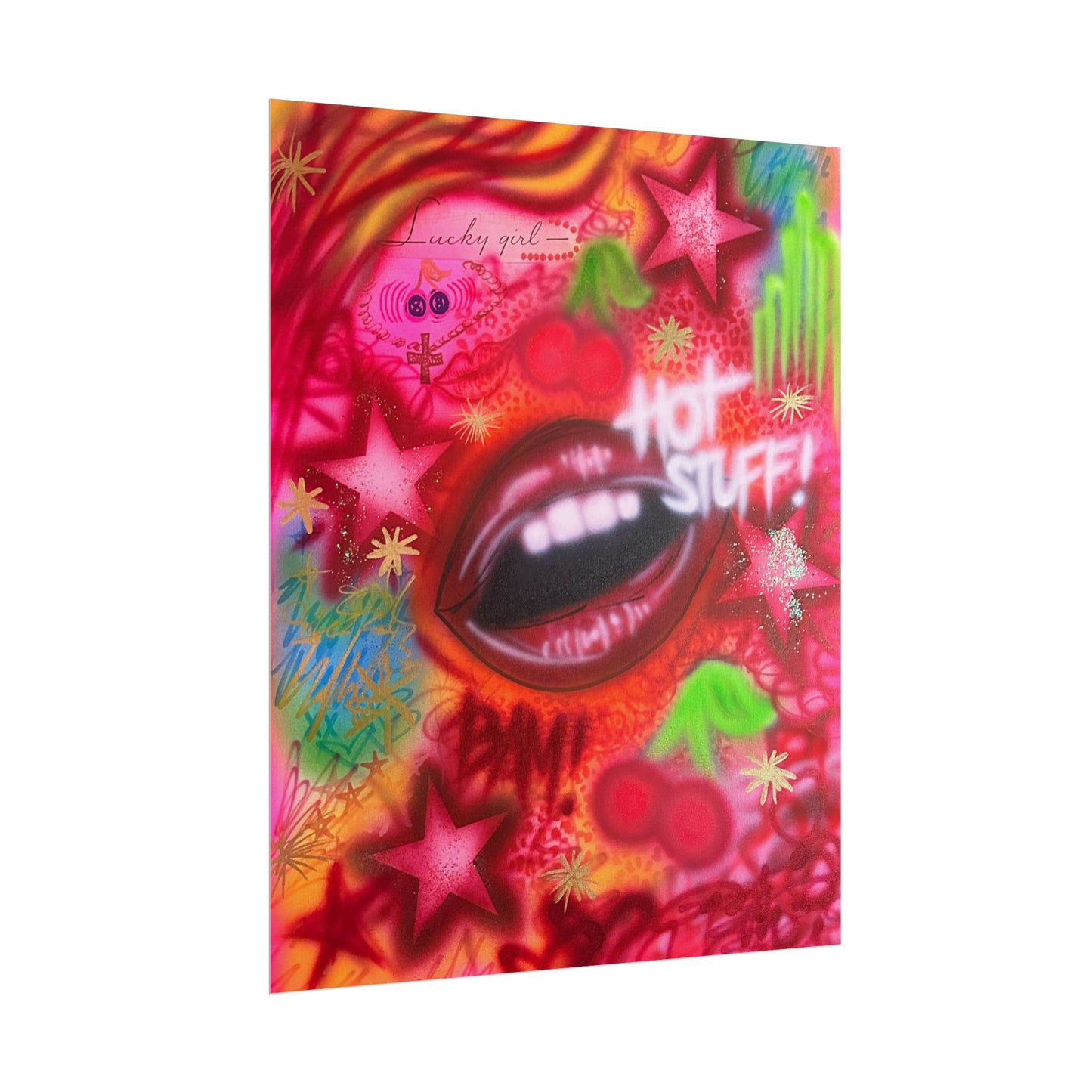 "hot stuff" airbrush rolled print