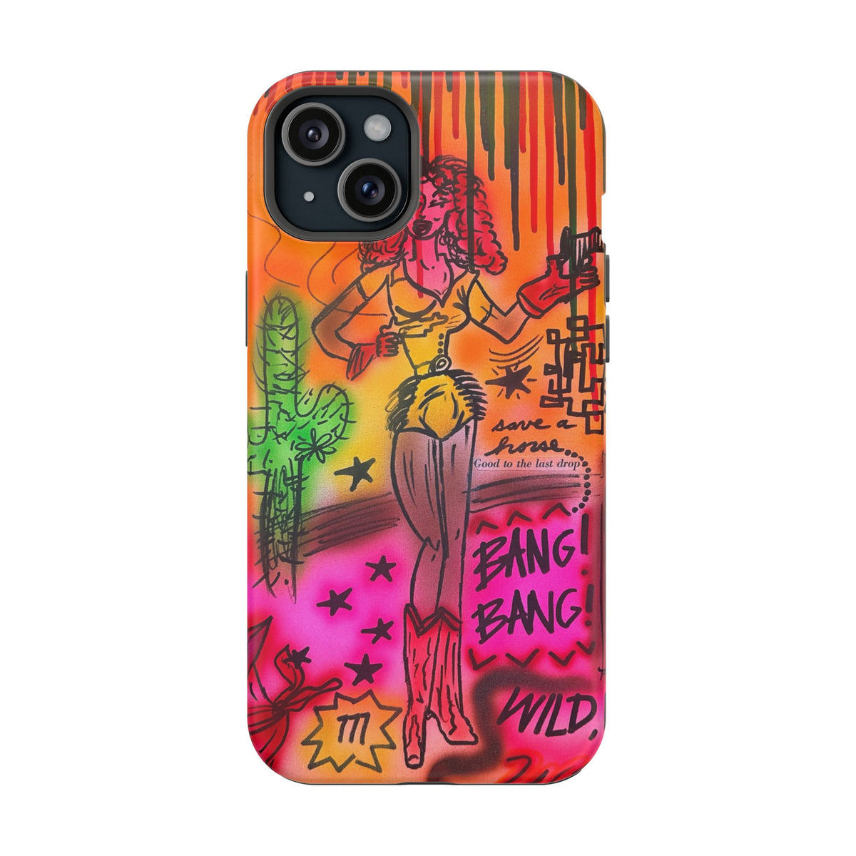 MagSafe "wild, wild west" airbrush iPhone case