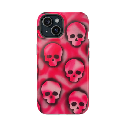 MagSafe "pink skully" airbrush iPhone case