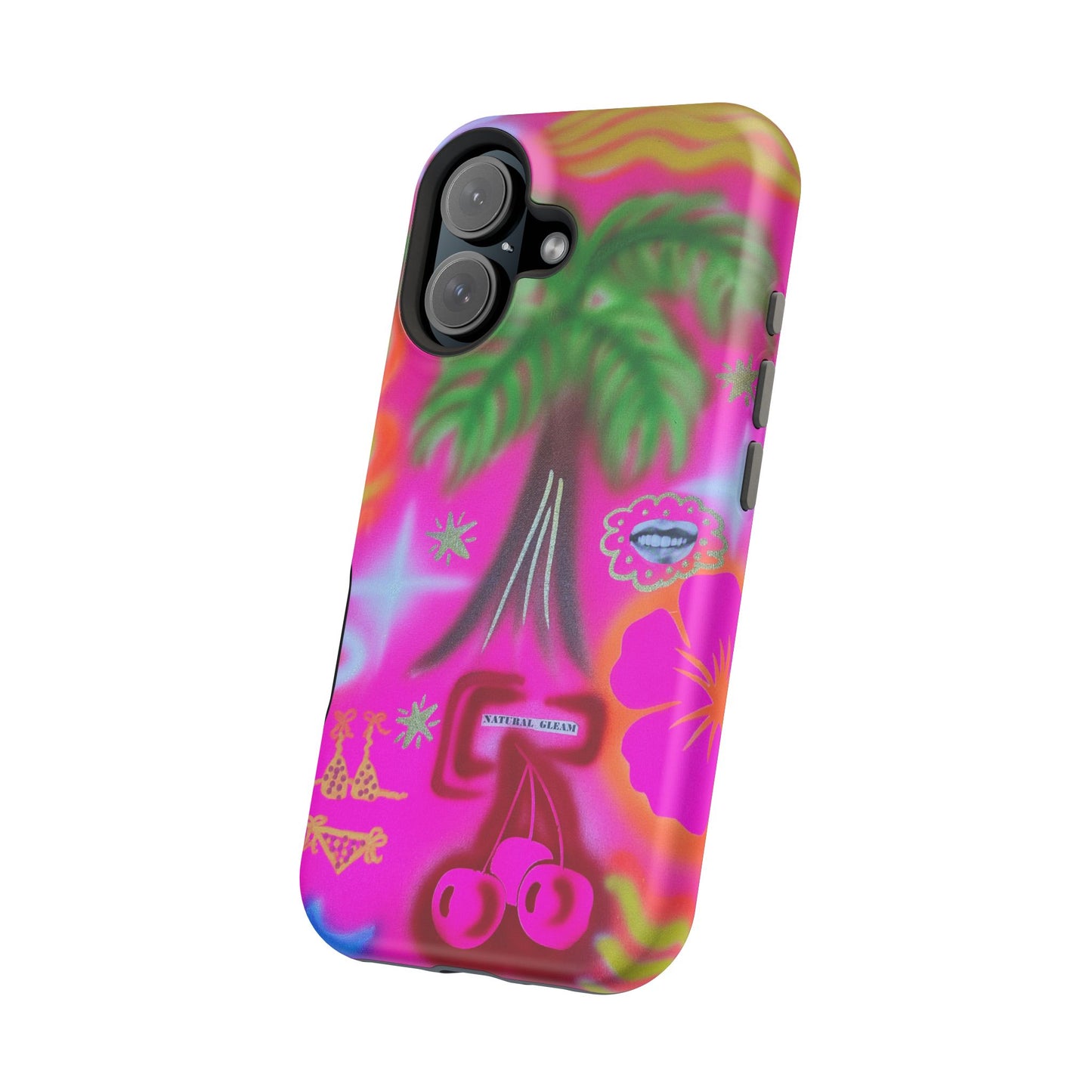 MagSafe "neon pink palms" Airbrush iPhone-Hülle