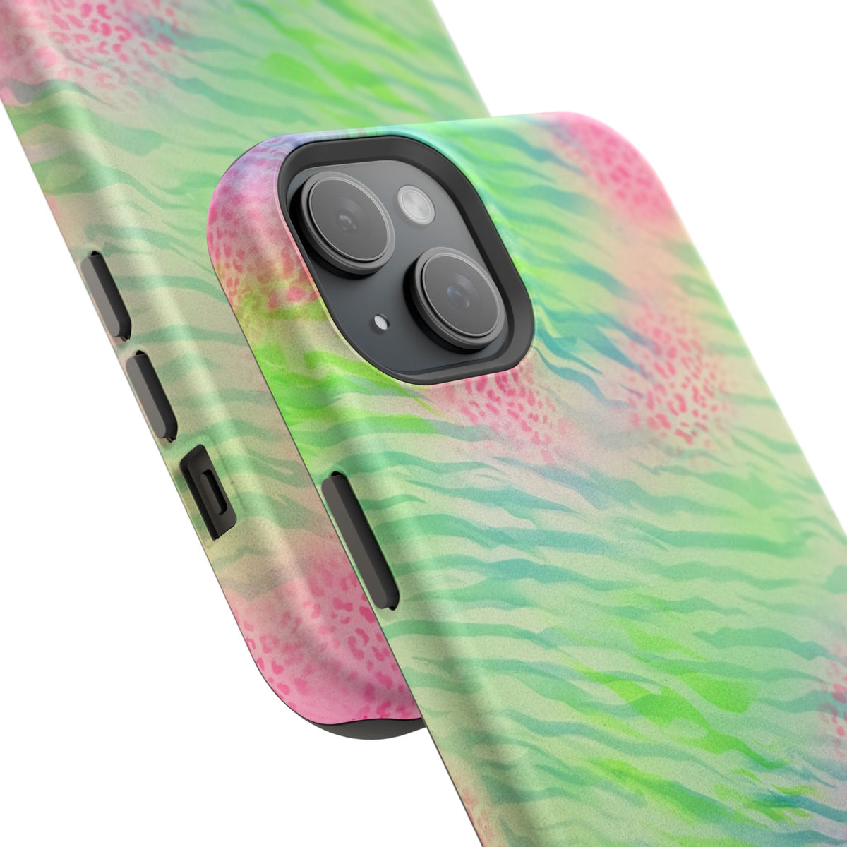MagSafe "teal cheetah" airbrush iPhone case