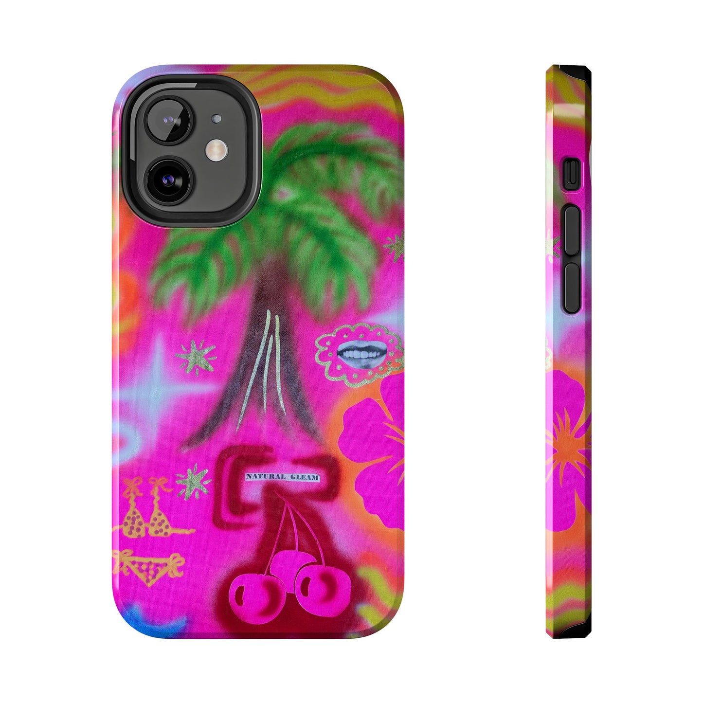 "neon pink palms" airbrush iPhone case