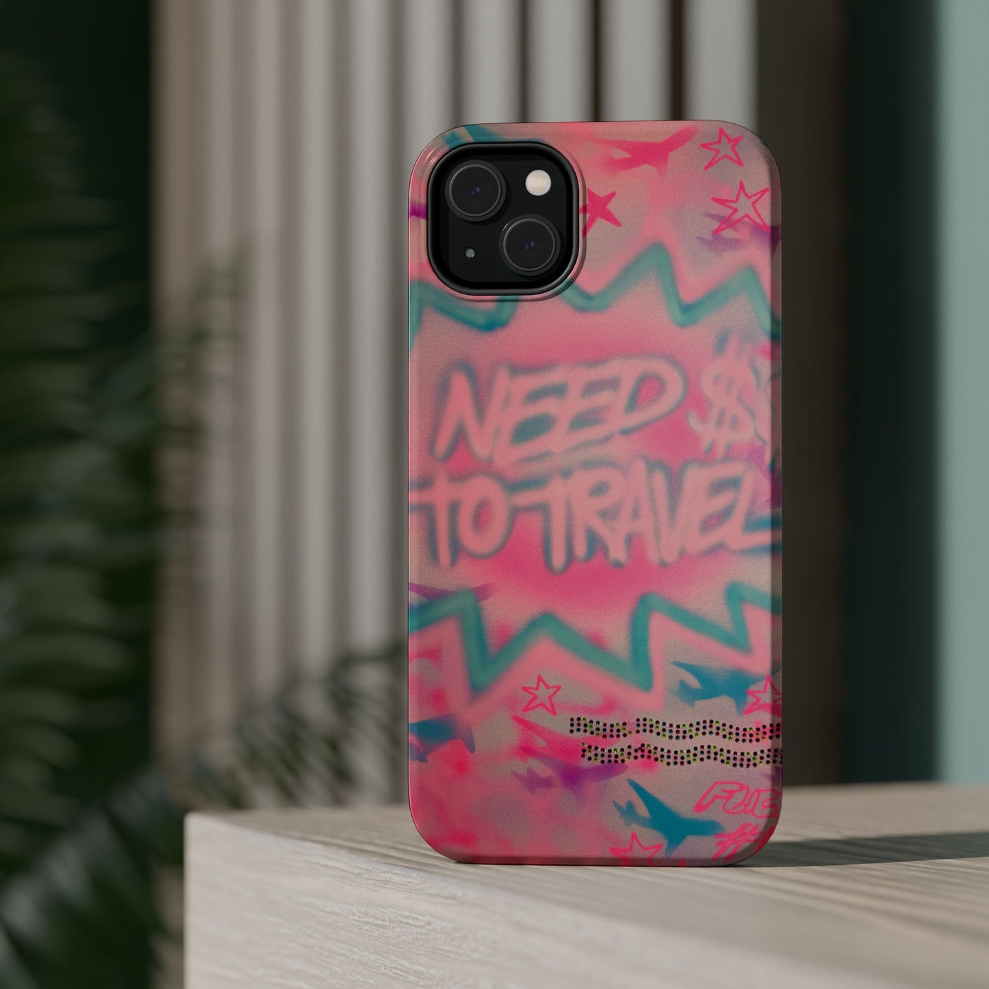 MagSafe "need $$ to travel" airbrush iPhone case