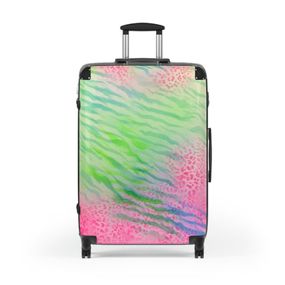 "teal cheetah" airbrush suitcase