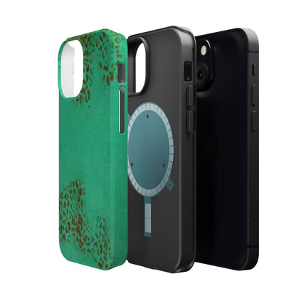 MagSafe "teal cheetah" airbrush iPhone case