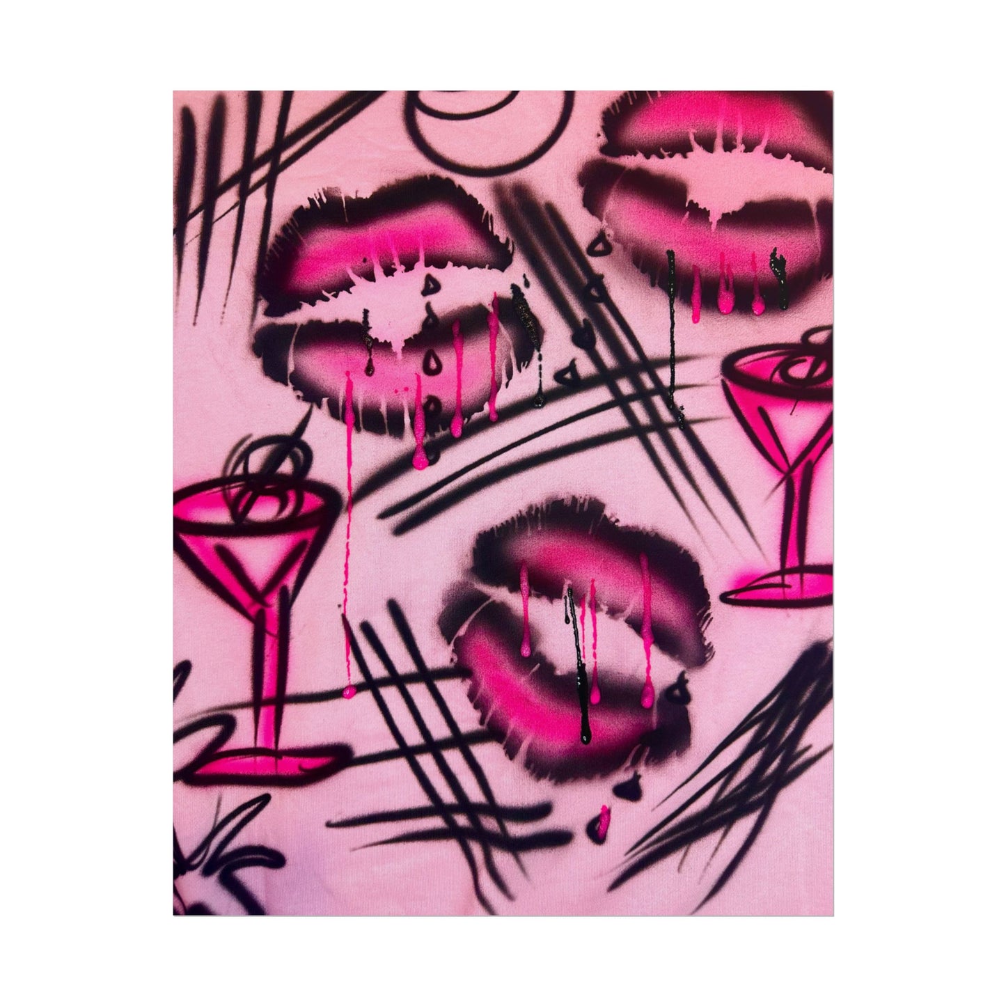 "glossy pout" airbrush rolled print