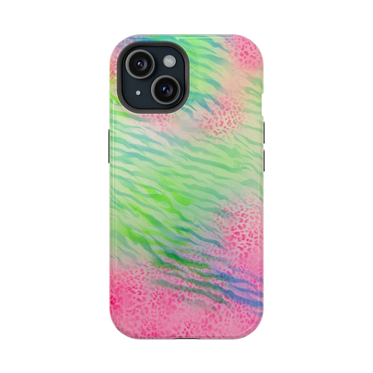 MagSafe "teal cheetah" airbrush iPhone case