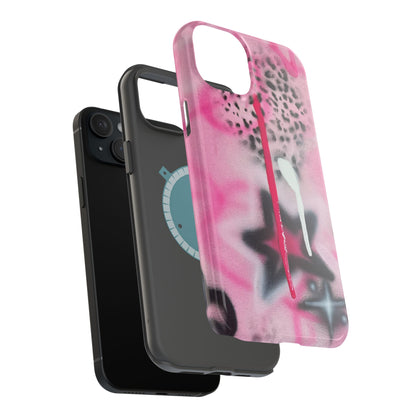 MagSafe "pink cheetah" airbrush iPhone case