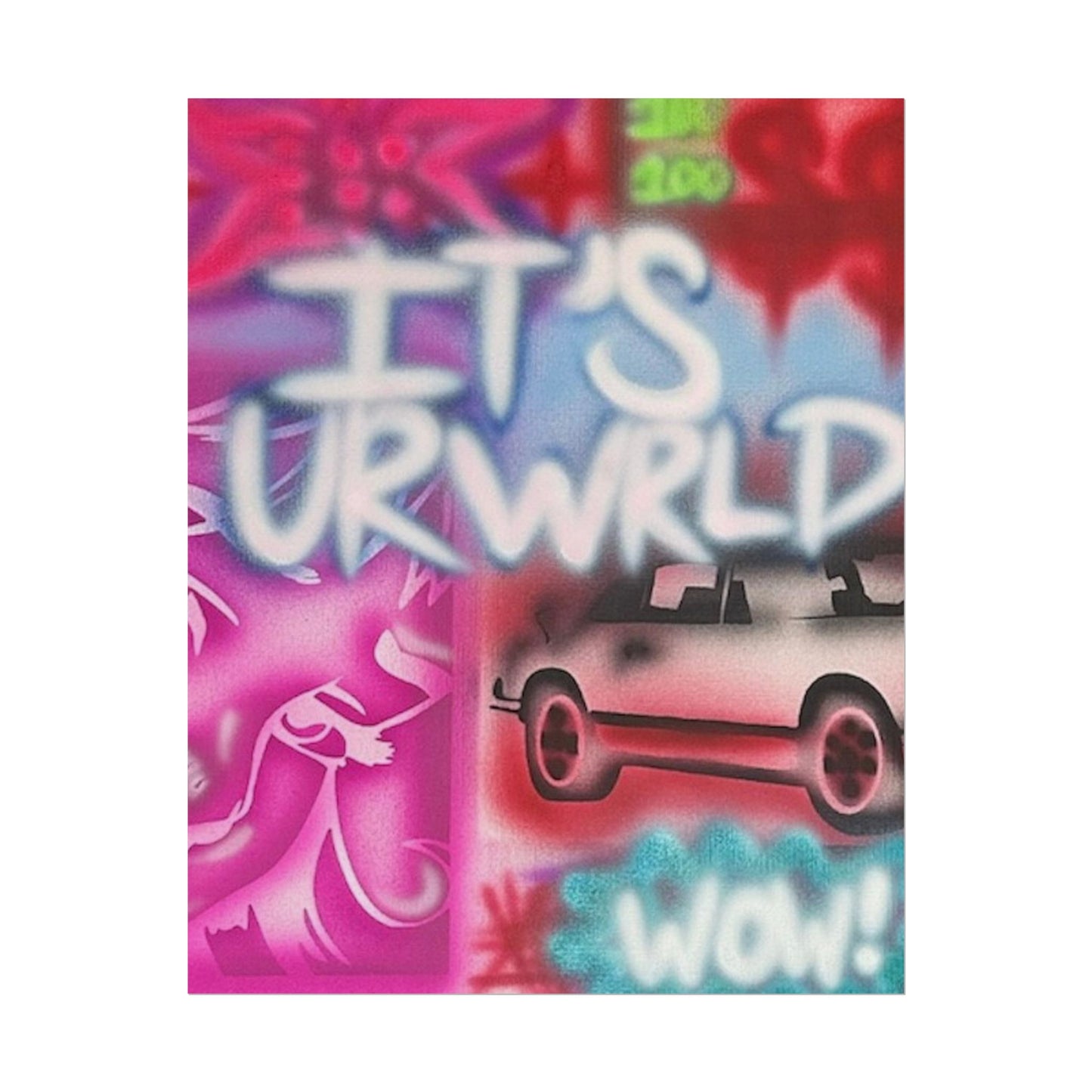"it's ur WRLD" airbrush rolled print