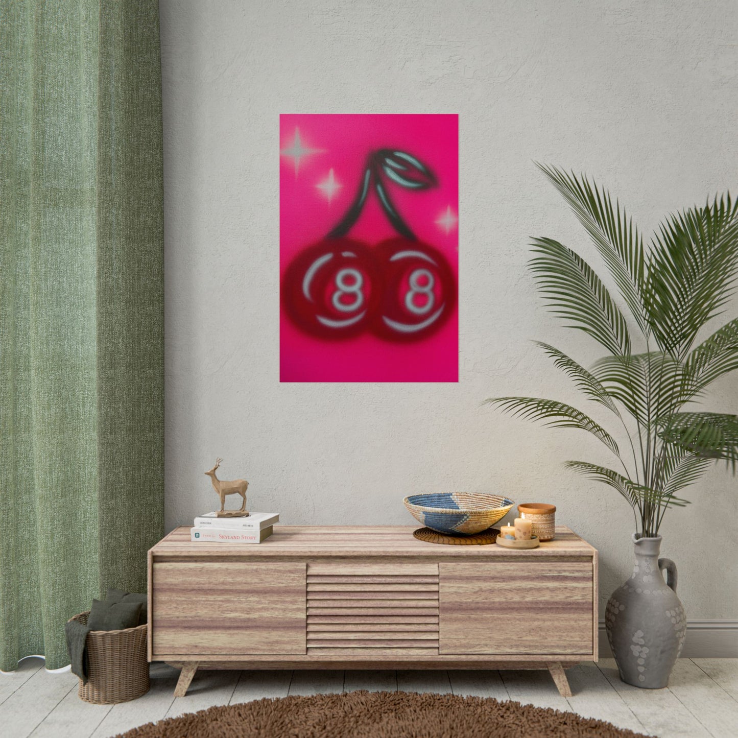 "cherry 8ball" airbrush rolled print