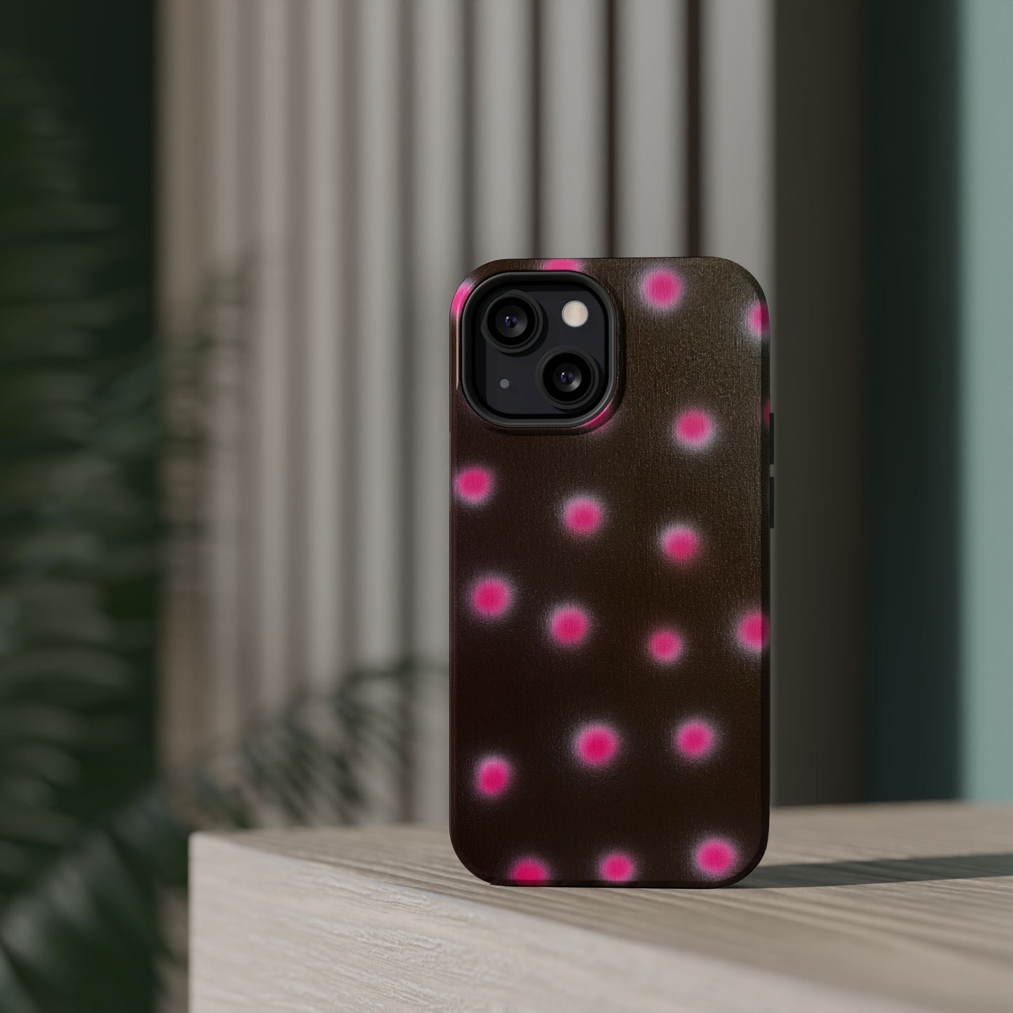 MagSafe "cherry mocha polka dot" airbrush iPhone case