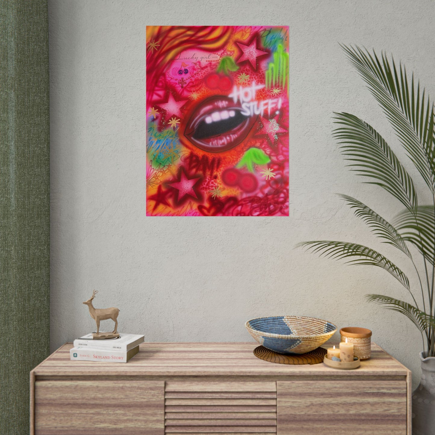 "hot stuff" airbrush rolled print