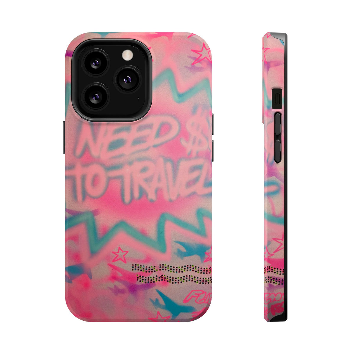 MagSafe "need $$ to travel" airbrush iPhone case