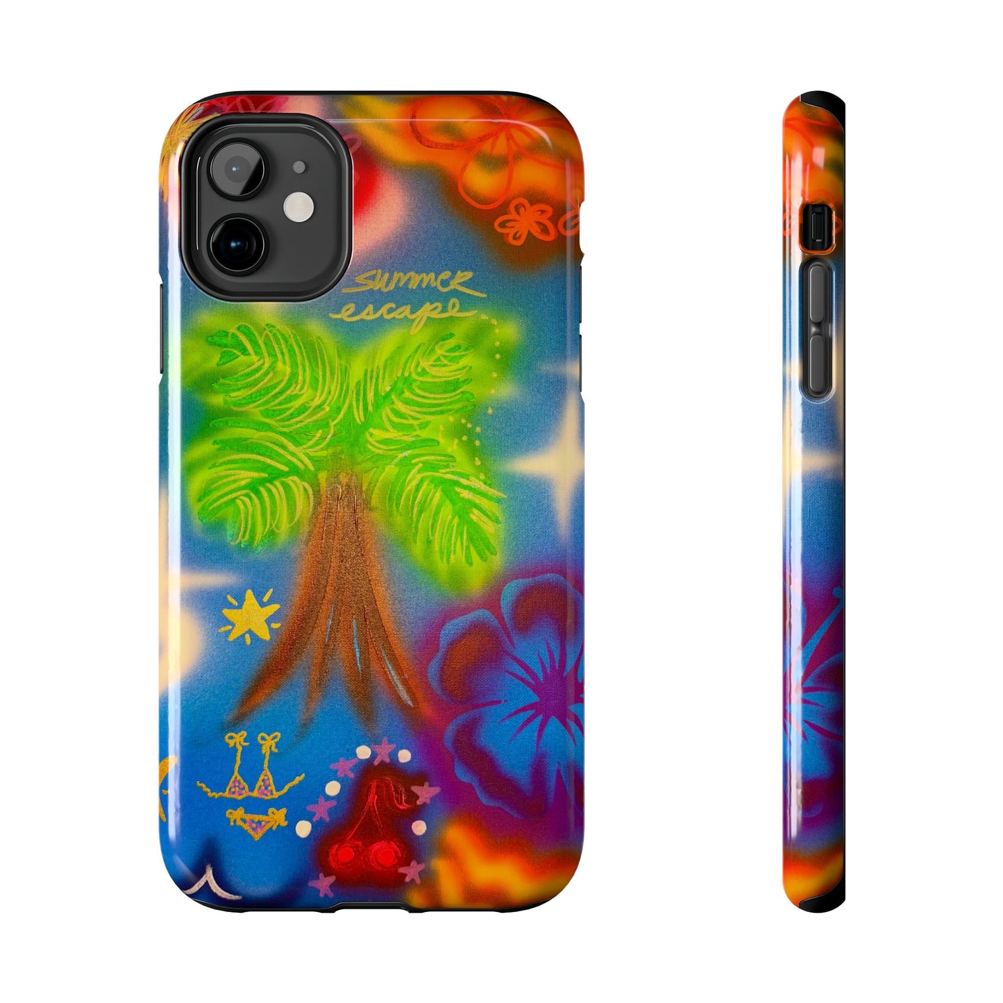 "neon blue palms" airbrush iPhone case