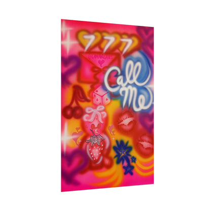 "call me!" airbrush rolled print
