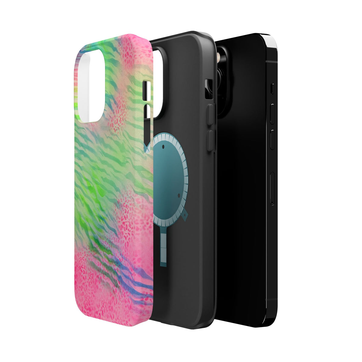 MagSafe "teal cheetah" airbrush iPhone case