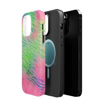 MagSafe "teal cheetah" airbrush iPhone case