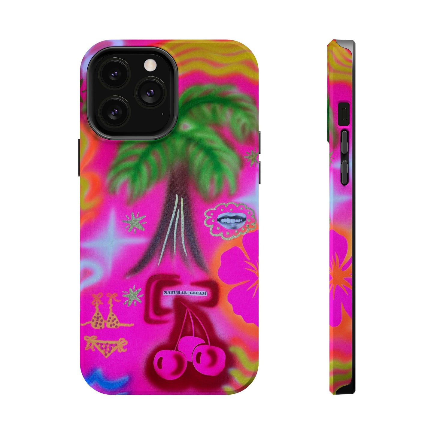 MagSafe "neon pink palms" Airbrush iPhone-Hülle