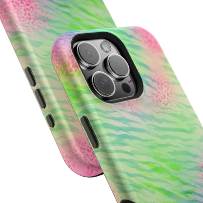 MagSafe "teal cheetah" airbrush iPhone case