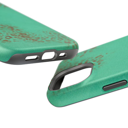 MagSafe "teal cheetah" airbrush iPhone case