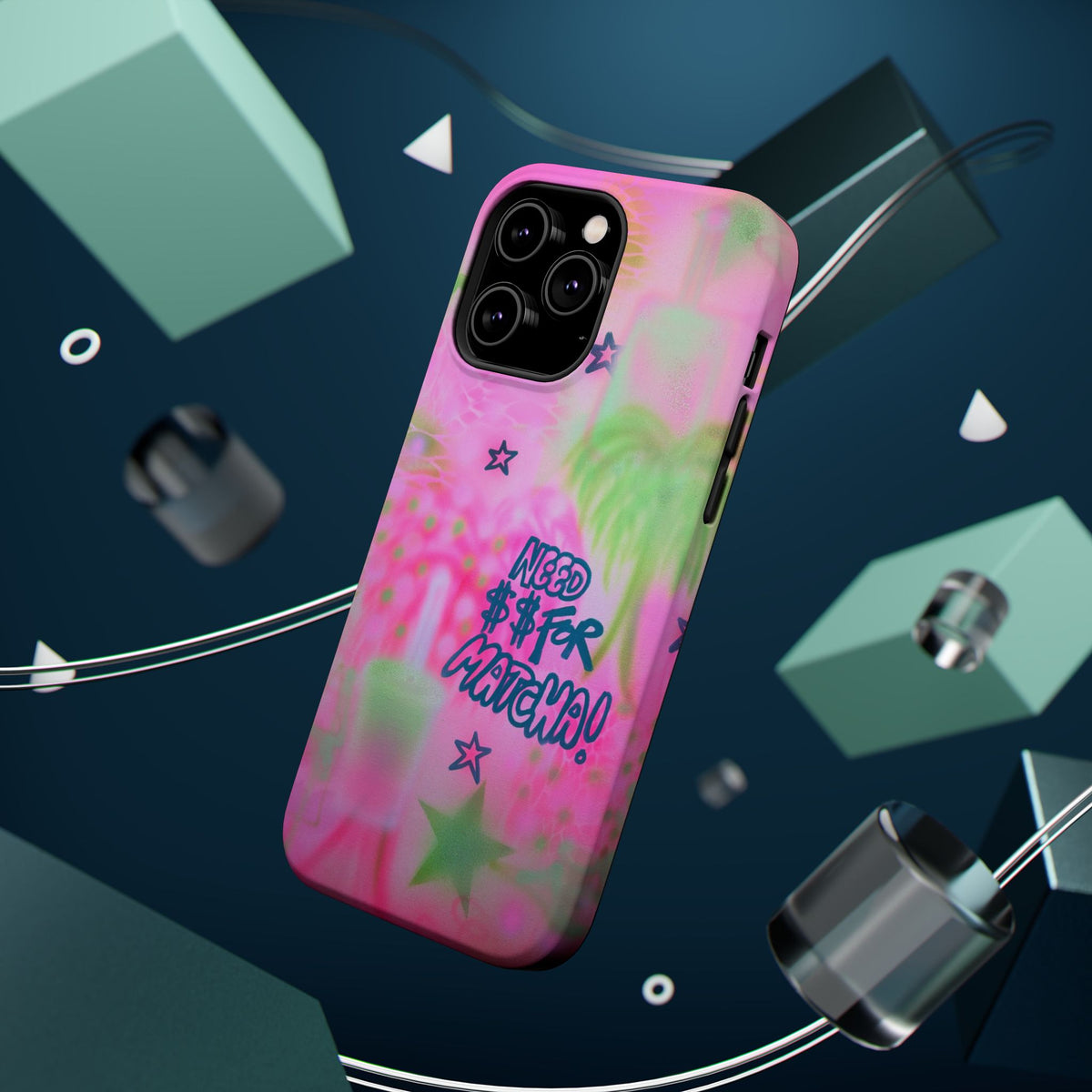 MagSafe "need $$ for matcha" airbrush iPhone case