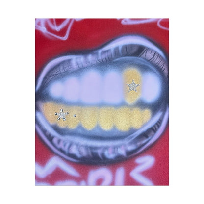 "bite me bling" airbrush rolled print
