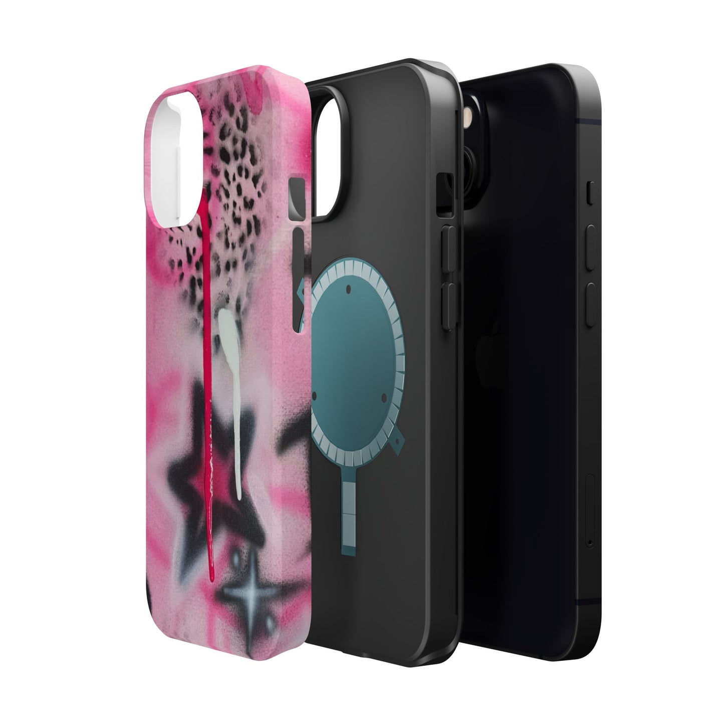 MagSafe "pink cheetah" airbrush iPhone case