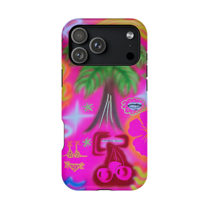 MagSafe "neon pink palms" Airbrush iPhone-Hülle