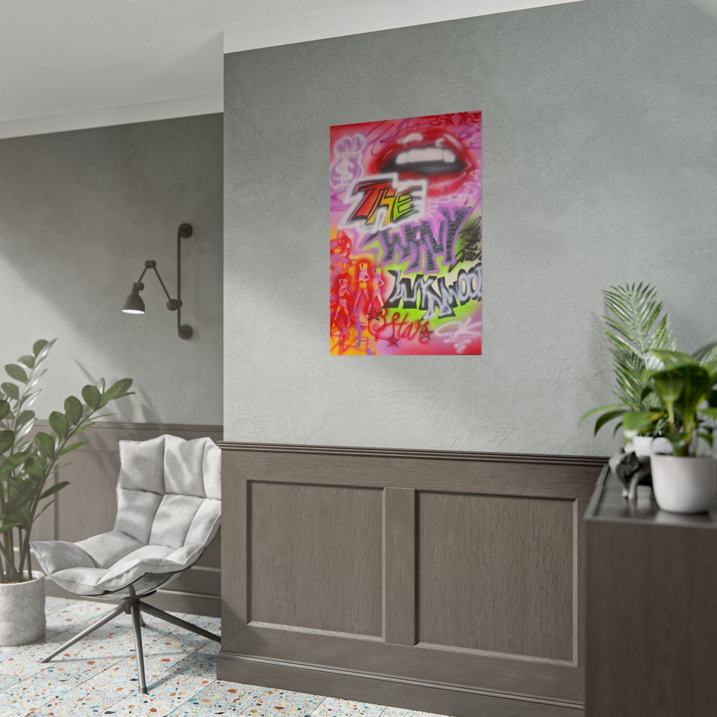 "wynwood gold" airbrush rolled print