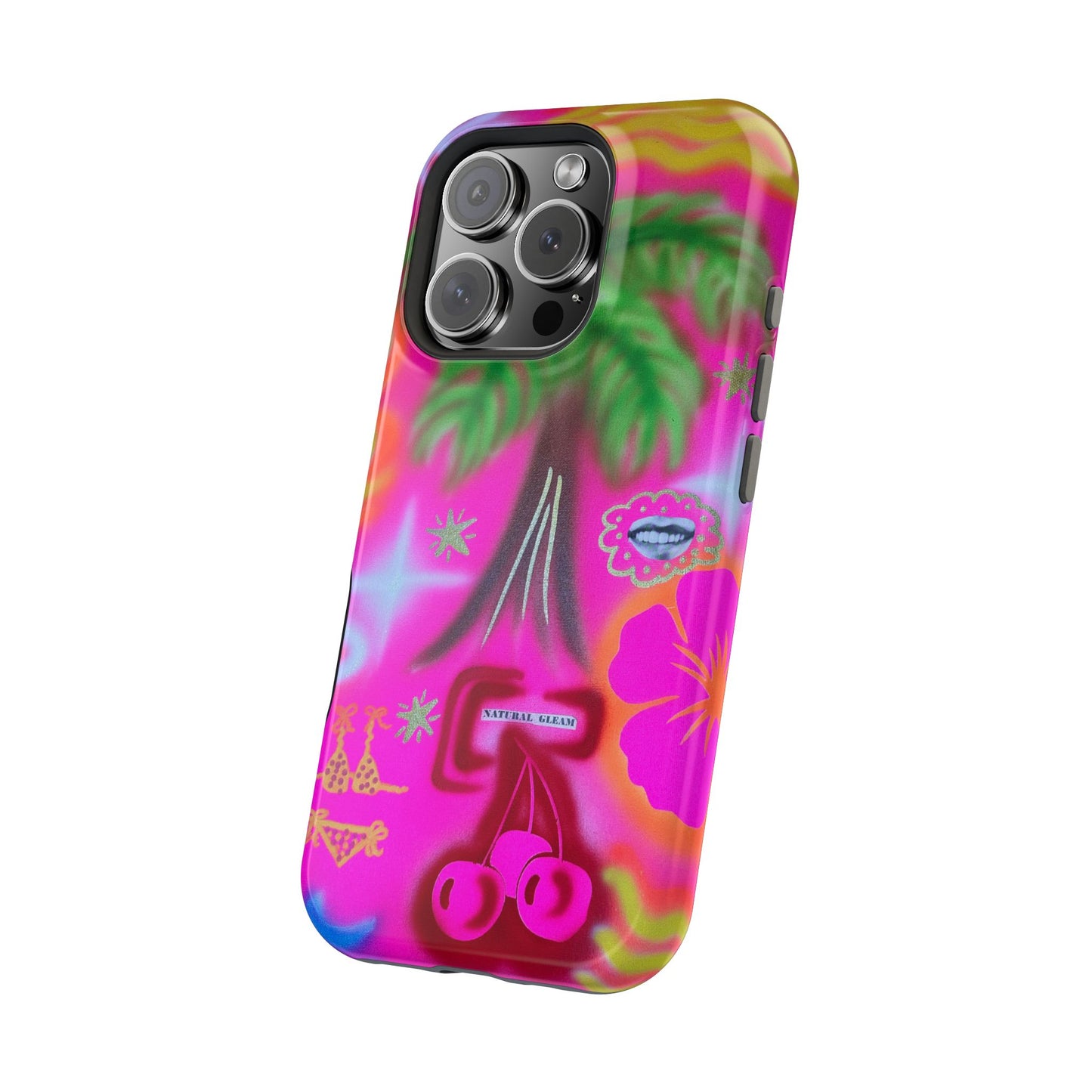 MagSafe "neon pink palms" Airbrush iPhone-Hülle