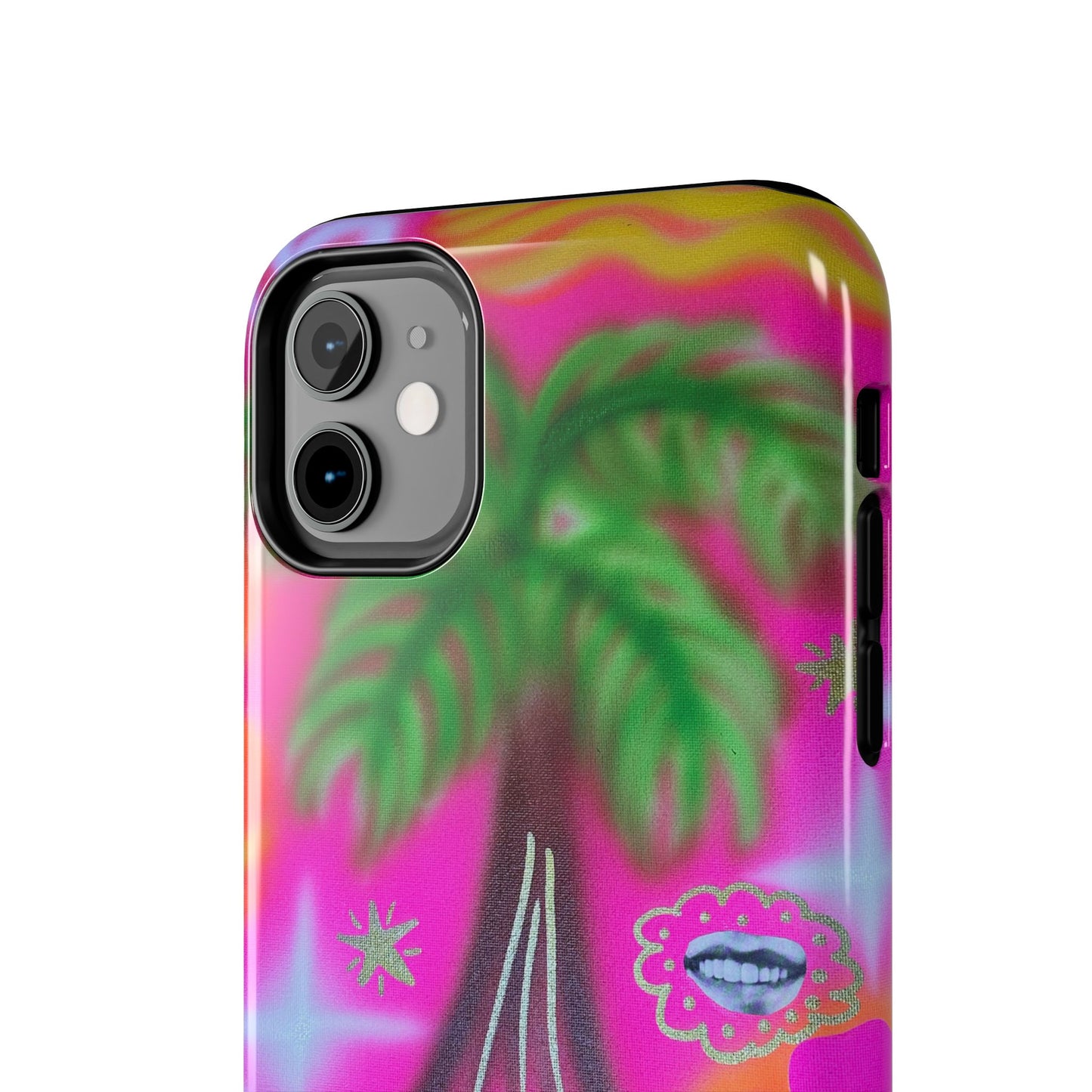 "neon pink palms" airbrush iPhone case
