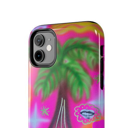"neon pink palms" airbrush iPhone case