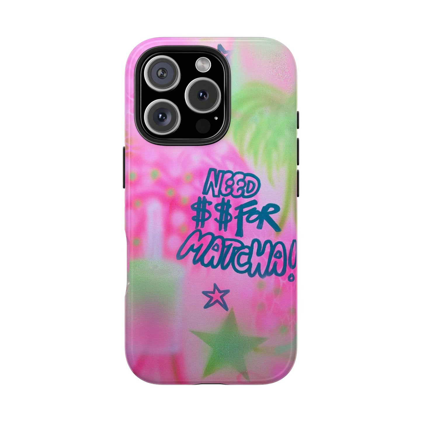 "need $$ for matcha" airbrush iPhone case