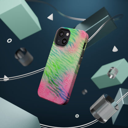 MagSafe "teal cheetah" airbrush iPhone case