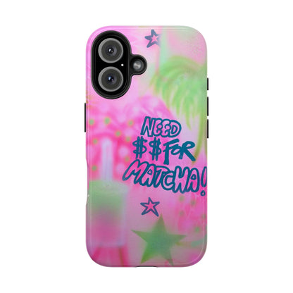"need $$ for matcha" airbrush iPhone case