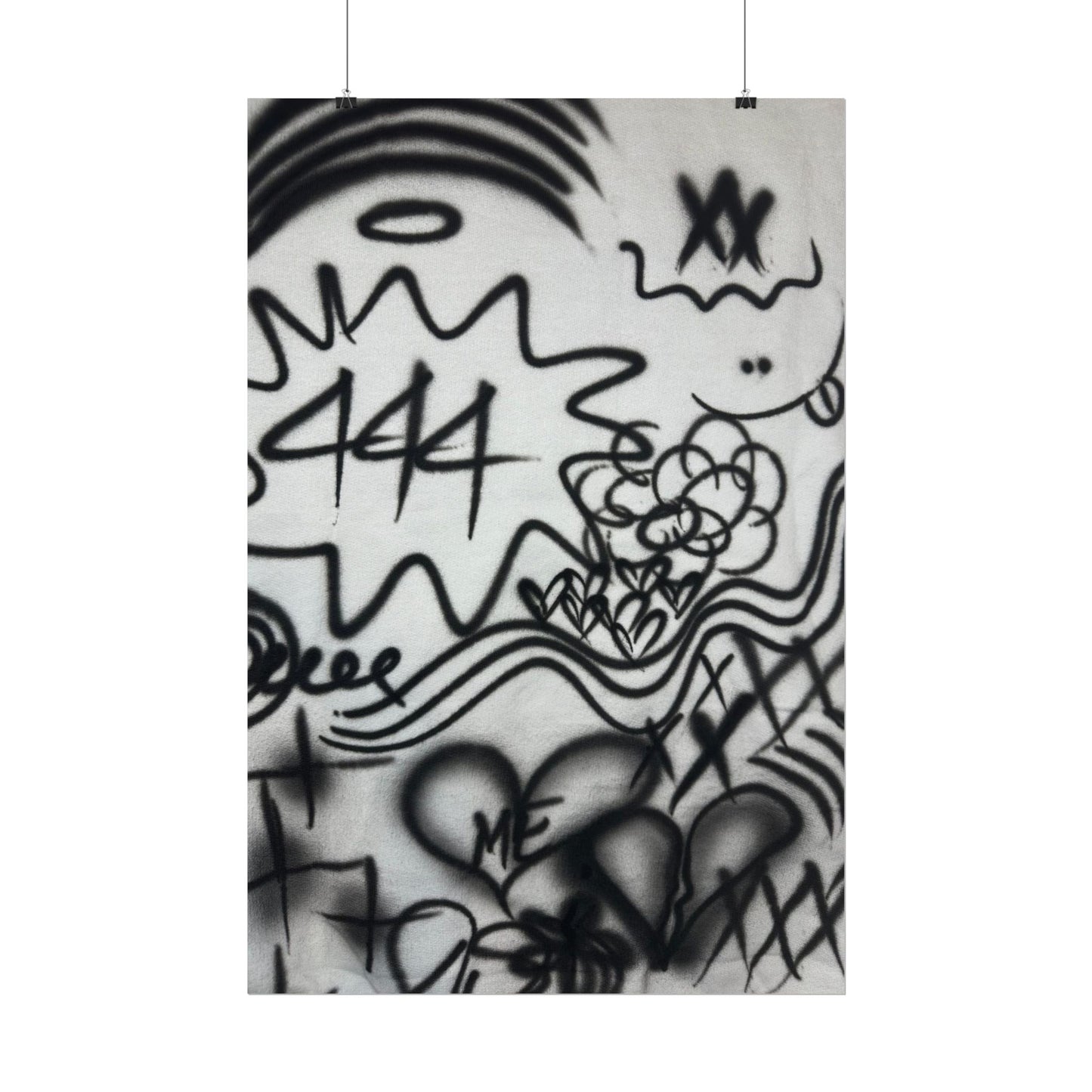 "444" airbrush rolled print