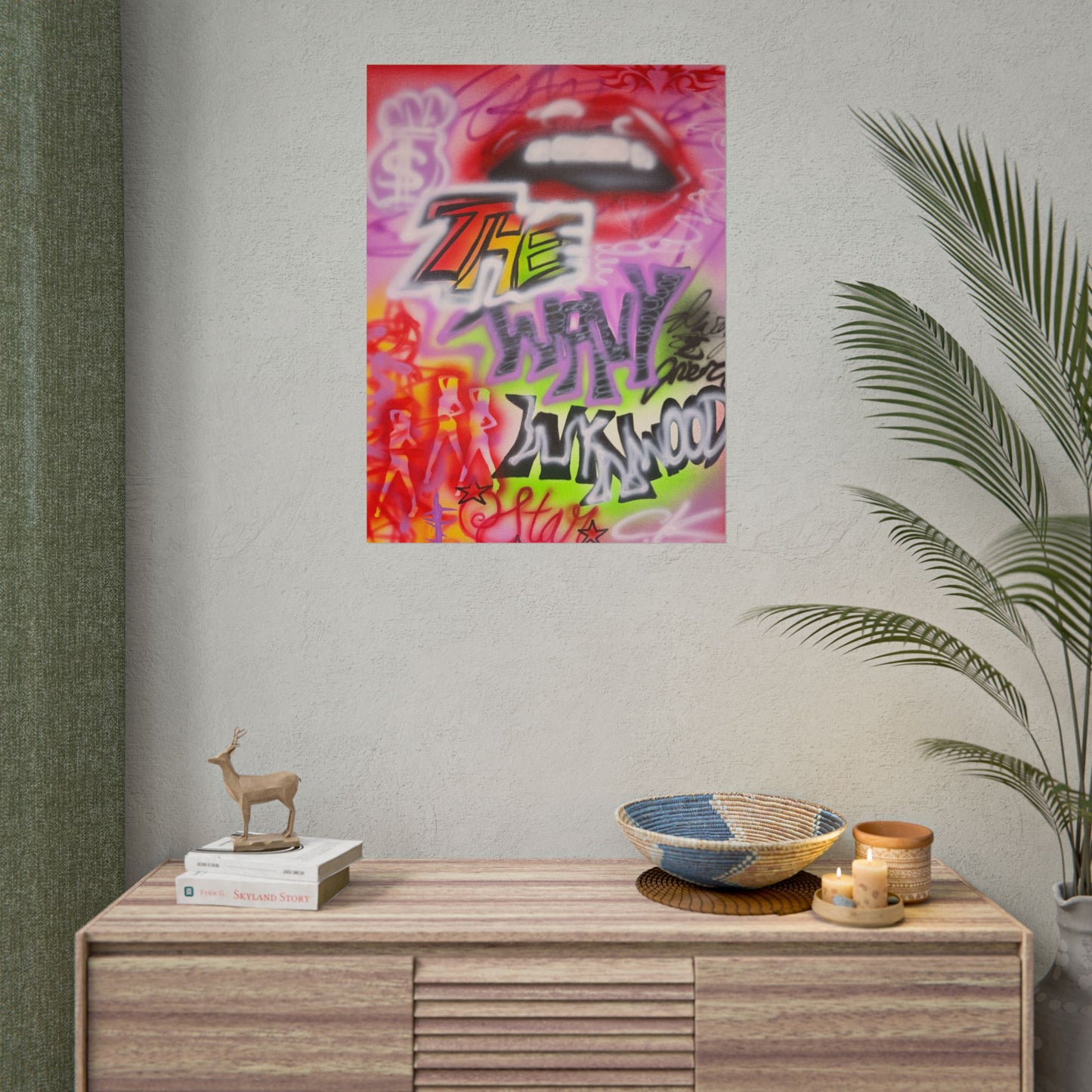 "wynwood gold" airbrush rolled print