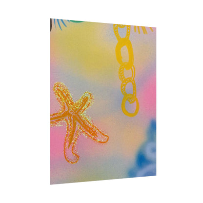 "sweet starfish" airbrush rolled print